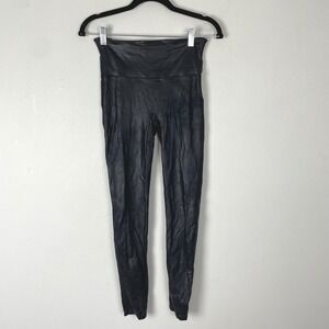 SPANX Faux Leather Leggings Black‎ High Waisted Tummy Control Women's Medium
